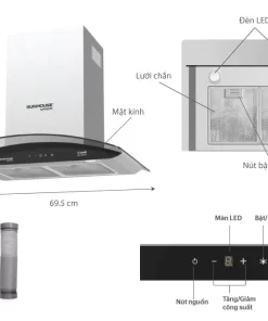 MÁY HÚT MÙI CAO CẤP KÍNH CONG SUNHOUSE MAMA MMB6682 70