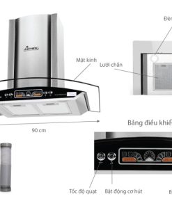 MÁY HÚT MÙI KÍNH CONG SUNHOUSE APEX APB6601 90C