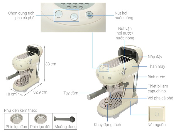 MÁY PHA CÀ PHÊ SMEG ECF01CREU 535 43 655