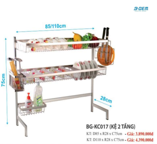 KỆ CHÉN BÁT 2 TẦNG B-GEM BG-KC017 85CM - 3