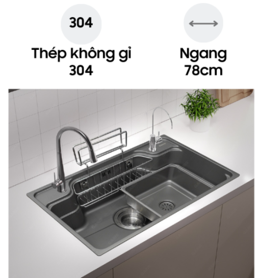 CHẬU RỬA BÁT 1 HỐ GARIS GS11.78 - 3