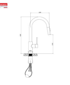 Vòi rửa bát KONOX dây rút Reno - 8 Vòi rửa bát KONOX dây rút Reno - 7