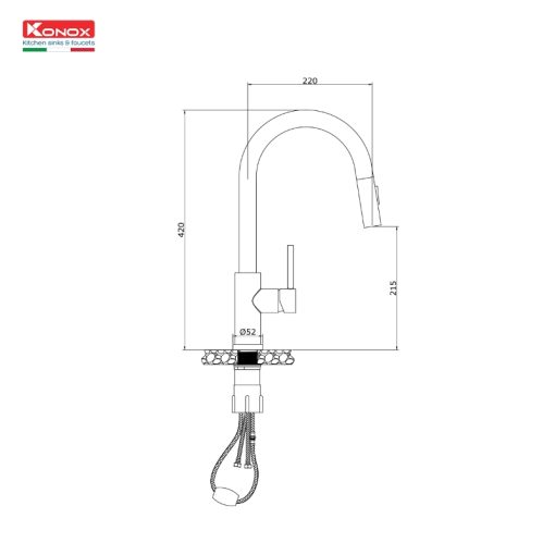 Vòi rửa bát KONOX dây rút Reno - 3