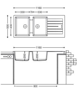CHẬU RỬA CHÉN CARYSIL TOE1-D200 - 6 CARYSIL TOE1-D200
