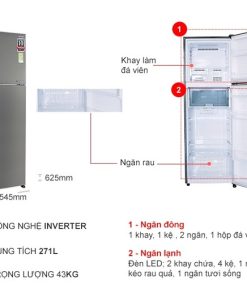 Tủ lạnh Sharp Inverter 253 lít SJ-X281E-SL - 22 Tủ lạnh Sharp Inverter 253 lít SJ-X281E-SL - 21