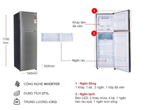 Tủ lạnh Sharp Inverter 253 lít SJ-X281E-SL - 5