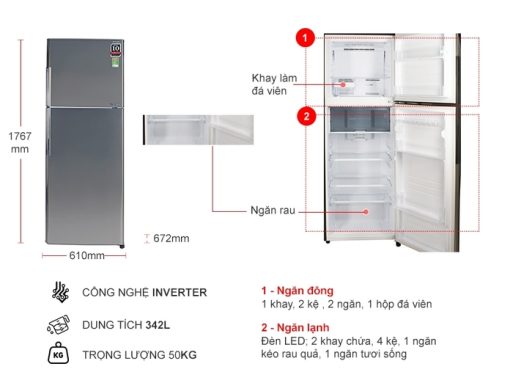 Tủ lạnh Sharp Inverter 315 lít SJ-X346E-DS - 3