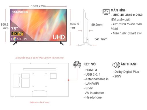 Smart Tivi Samsung 4K 75 inch UA75AU7700KXXV - 3