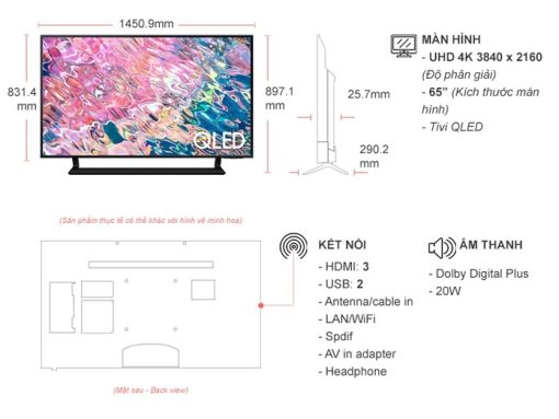Smart Tivi QLED Samsung 4K 65 inch QA65Q60BAKXXV - 3