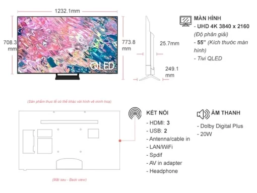 Smart Tivi QLED Samsung 4K 55 inch QA55Q60BAKXXV - 3