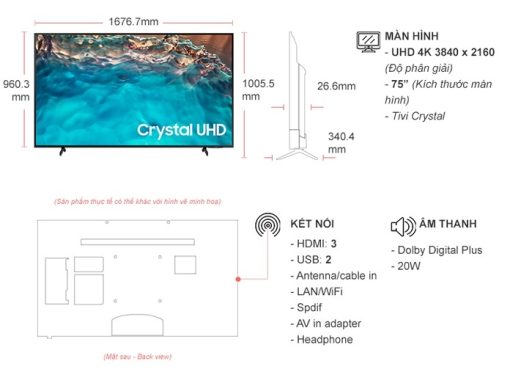 Smart Tivi Samsung 4K Crystal UHD 75 inch UA75BU8000 - 3