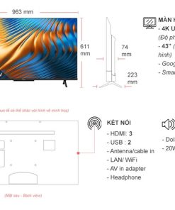 Google Tivi Hisense 4K 43 inch 43A6500H - 23