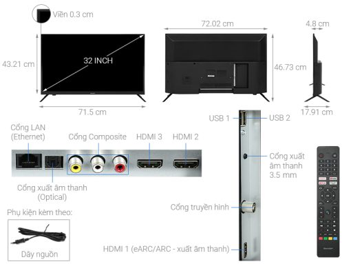 Android Tivi Sharp 32 inch 2T-C32EG2X - 3