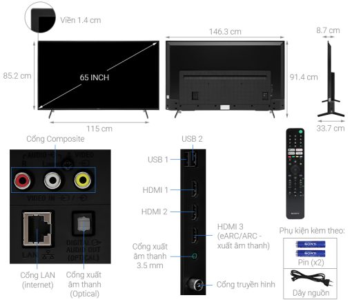 Google Tivi Sony 4K 65 inch KD-65X75K - 3