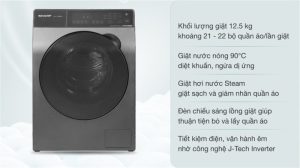 Máy giặt Sharp Inverter 12.5 Kg ES-FK1252PV-S - 27