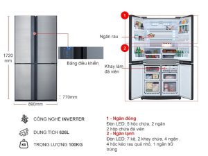 Tủ lạnh Sharp Inverter 626 lít SJ-FX631V-SL - 17