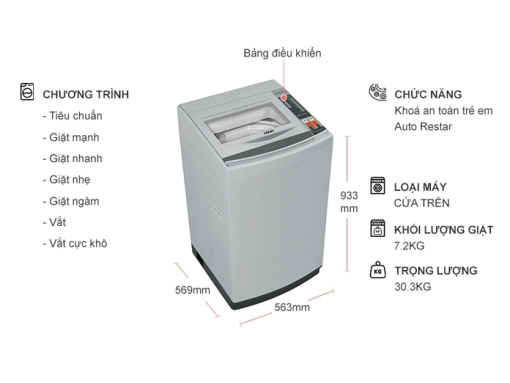 Máy giặt Aqua 7.2 kg AQW-S72CT (H2) - 3