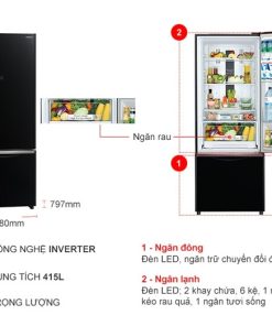 Tủ lạnh Hitachi Inverter 415 lít R-B505PGV6-GBK - 23