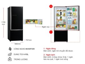 Tủ lạnh Hitachi Inverter 415 lít R-B505PGV6-GBK - 23