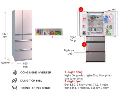 Tủ Lạnh Mitsubishi Inverter 506 Lít MR-WX52D-F-V - 3