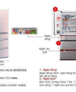 Tủ lạnh Mitsubishi Electric Inverter 694 lít MR-WX70C-F-V - 31