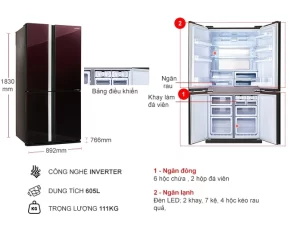 Tủ lạnh Sharp Inverter 678 lít SJ-FX688VG-RD - 21