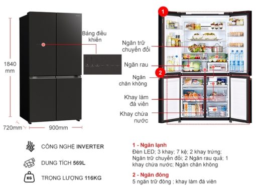 Tủ lạnh Hitachi Inverter 569 lít R-WB640VGV0-GMG - 3