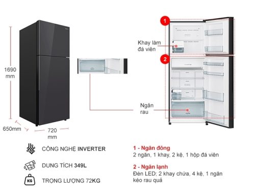 Tủ lạnh Hitachi Inverter 349 lít R-FVY480PGV0-GMG - 3