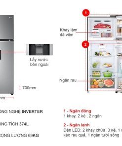 Tủ lạnh LG Inverter 374 lít GN-D372PS - 18 Tủ lạnh LG Inverter 374 lít GN-D372PS - 17
