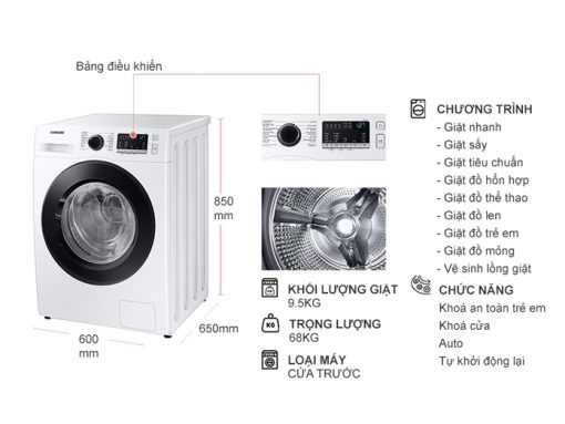 Máy Giặt Sấy Samsung Inverter 9.5/6 Kg WD95T4046CE/SV - 3