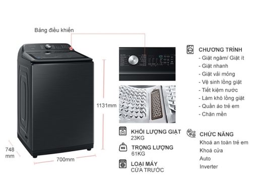Máy Giặt Samsung Inverter 23 kg WA23A8377GV/SV - 3
