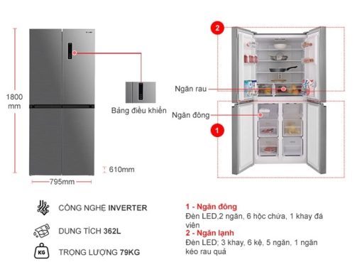 Tủ Lạnh Sharp Inverter 362 Lít SJ-FX420V-SL - 3