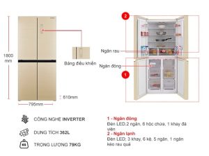 Tủ lạnh Sharp Inverter 362 lít SJ-FX420VG-CH - 15