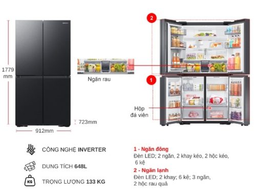 Tủ lạnh Samsung Inverter 648 lít RF59C766FB1/SV - 3