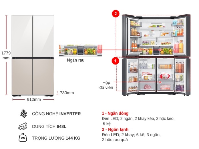 Tủ Lạnh Samsung Inverter 648 Lít RF59CB66F8S/SV