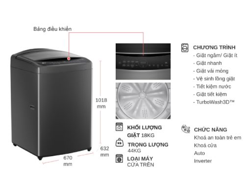 Máy giặt LG Inverter 18 kg TV2518DV3B - 3