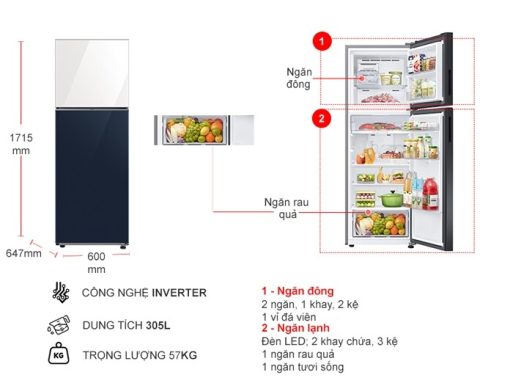Tủ Lạnh Samsung Inverter 305 Lít RT31CB56248ASV - 3