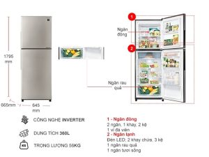 Tủ lạnh Sharp Inverter SJ-XP382AE-SL 360 lít - 21