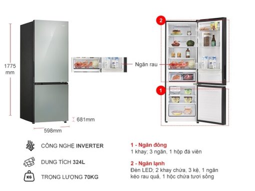 Tủ lạnh Aqua Inverter 324 lít AQR-B380MA(GM) - 3