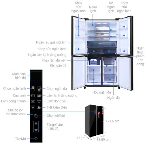 Tủ lạnh Sharp Inverter 525 lít SJ-FXP600VG-BK - 3