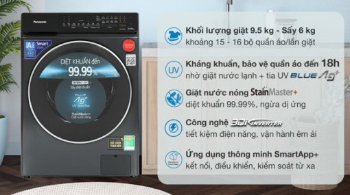 Máy giặt sấy Panasonic Inverter giặt 9.5 kg - sấy 6 kg NA-S956FR1BV - 5
