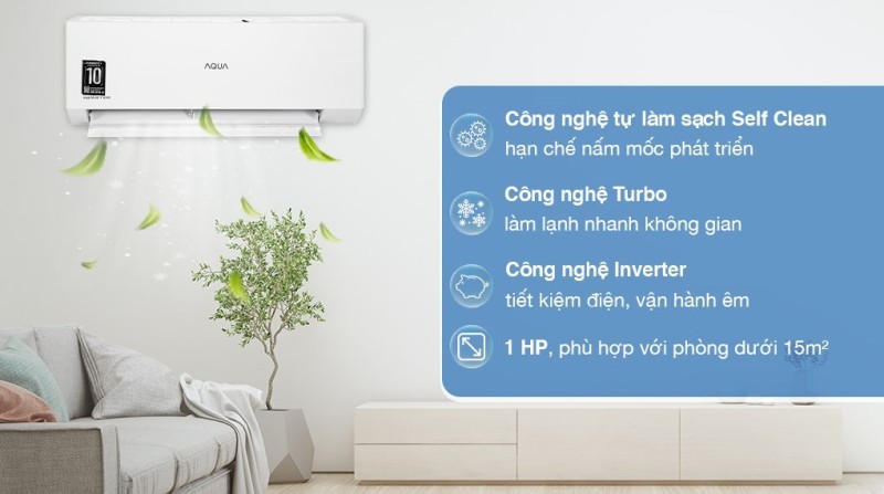 Máy lạnh Aqua Inverter 1 HP AQA-RV9QA