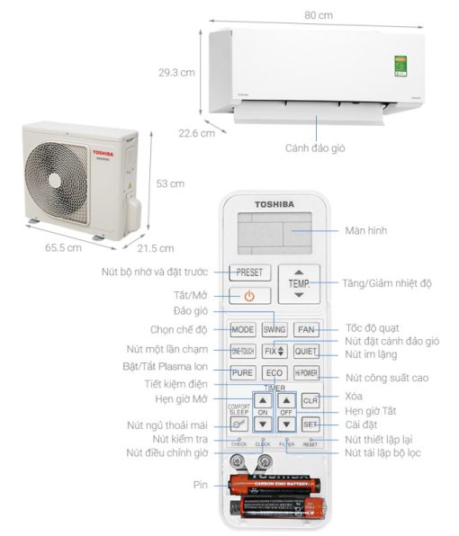 Máy lạnh Toshiba Inverter 1 HP RAS-H10E2KCVG-V - 3
