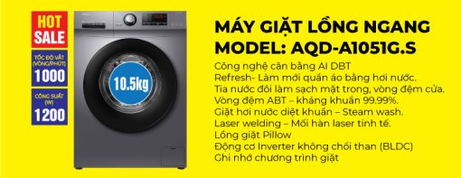 Máy giặt Aqua AQD-A1051G.S Inverter 10.5kg - 3