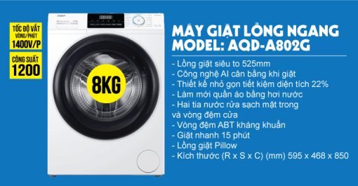 Máy giặt Aqua Inverter 8 Kg AQD-A802G.W - 3