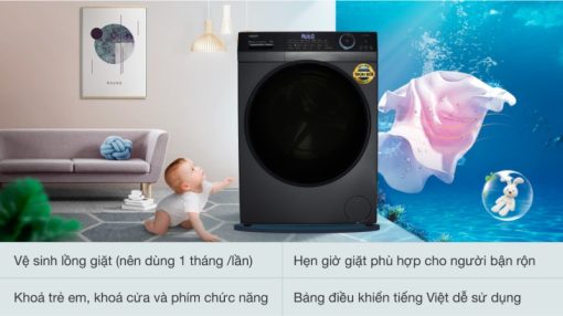 Máy giặt Aqua Inverter 9 kg AQD-D902G BK - 7
