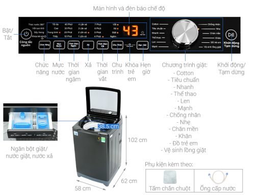 Máy giặt Aqua Inverter 10.5 KG AQW-DR105FT BK - 3