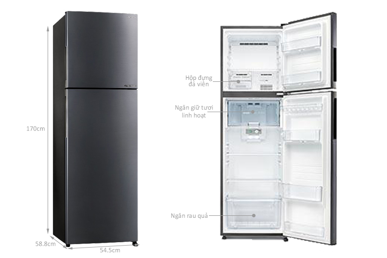 Tủ lạnh Sharp Inverter 253 lít SJ-X282AE-DS
