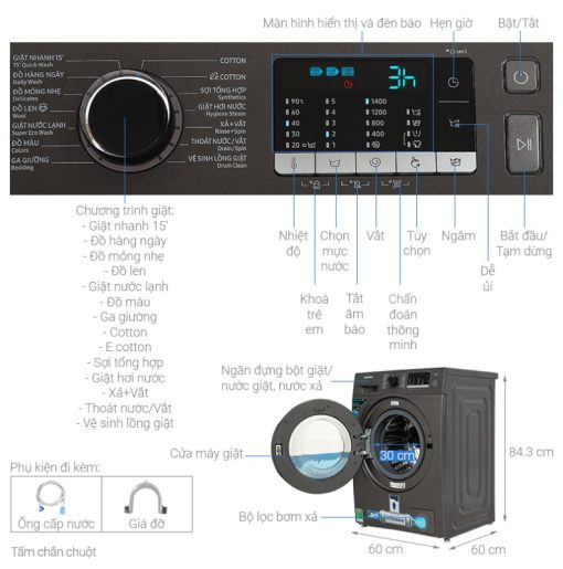 Máy giặt Samsung Inverter 9.5 kg WW95TA046AX/SV - 3