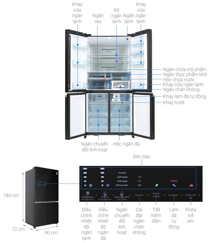 Tủ lạnh Hitachi Inverter 569 lít R-WB640VGV0-GBK